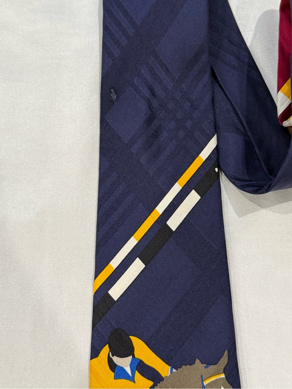 Polo by Ralph Lauren Navy Equestrian Print Silk Mens Tie - Picture 5 of 14